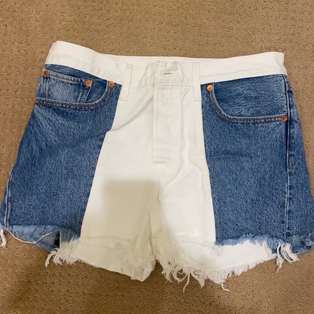 levi color block shorts. worn once!